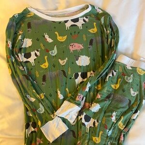 Little Sleepies Green Farm Animal Print Pajama Set